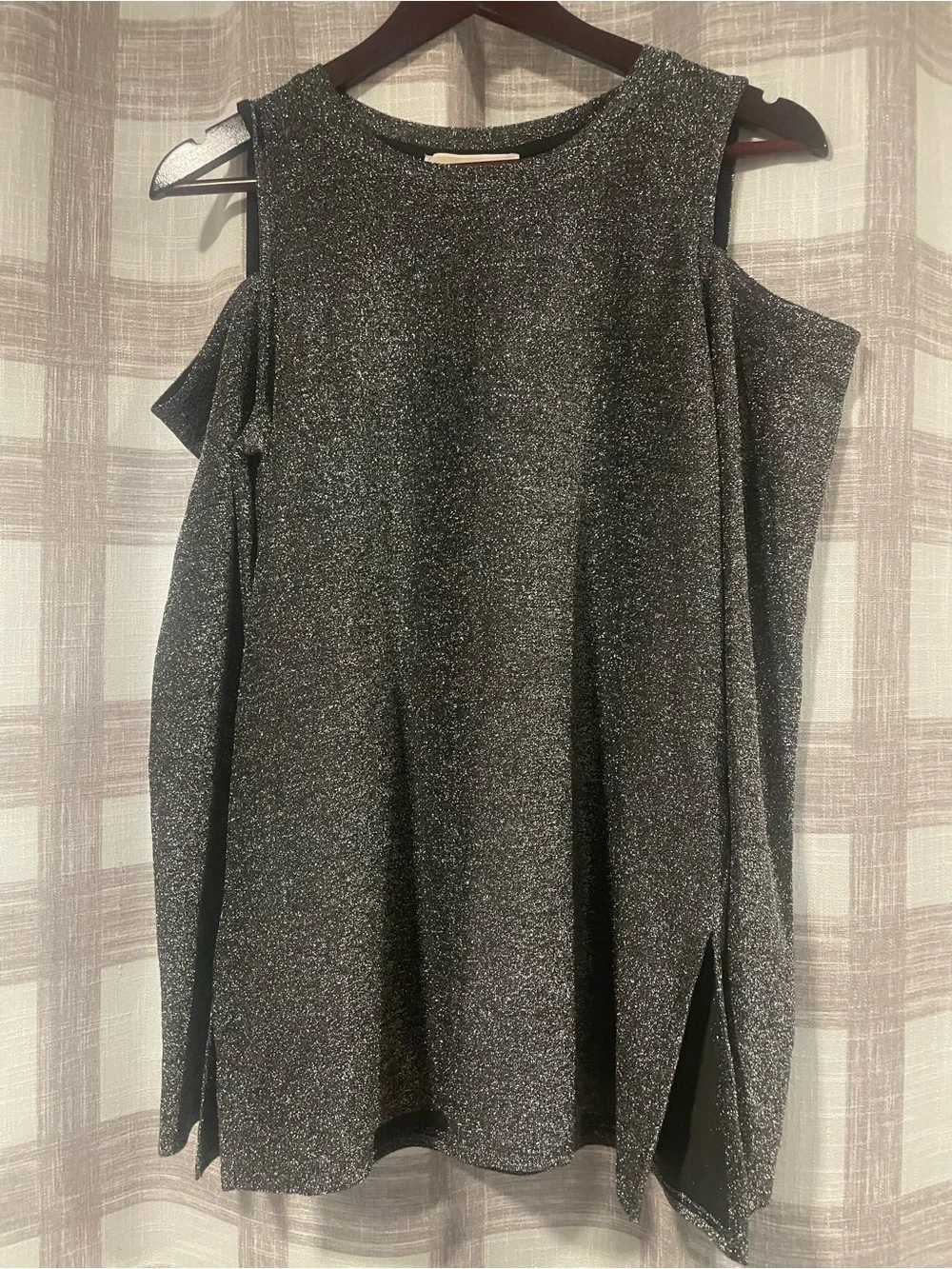 Michael Kors Metallic Silver-Black Knit Top